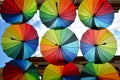 Rainbow umbrellas roof Royalty Free Stock Photo