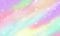 Rainbow unicorn background. Mermaid glittering galaxy in pastel colors with stars bokeh. Magic pink holographic vector Royalty Free Stock Photo
