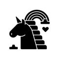 Rainbow unicorn black glyph icon