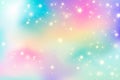 Rainbow unicorn fantasy background with stars. Holographic illustration in pastel colors. Bright multicolored sky Royalty Free Stock Photo