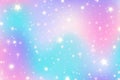 Rainbow unicorn fantasy background with stars. Holographic illustration in pastel colors. Bright multicolored sky Royalty Free Stock Photo