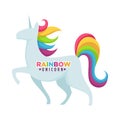 Rainbow unicorn poster with headline title vector illustration