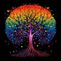 Rainbow Unity: Vibrant Tree Illustration Celebrating LGBTQ Diversity