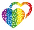 Rainbow Valentine hearts Composition Icon of Circles