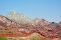 Rainbow mountains and salt domes in Hormuz Island Royalty Free Stock Photo