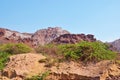 Landscape of rainbow mountains and salt domes in Hormuz Island Royalty Free Stock Photo