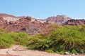 Landscape of rainbow mountains and salt domes in Hormuz Island Royalty Free Stock Photo