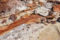 Salt river of Rainbow mountains in Hormuz or Hormoz Island