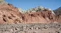 Rainbow Valley Valle Arcoiris, in the Atacama Desert in Chile. The mineral rich rocks of the Domeyko mountains give the valley t