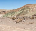 Rainbow Valley Valle Arcoiris, in the Atacama Desert in Chile. The mineral rich rocks of the Domeyko mountains give the valley t Royalty Free Stock Photo