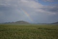 The rainbow in the vast meadow, Khuvsgul province, Mongolia.