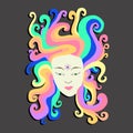 Rainbow vector art portrait girl Royalty Free Stock Photo