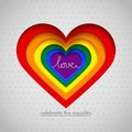 Rainbow vector heart celebrate the equality