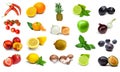 Rainbow vegetables and fruits isolated on a white background Royalty Free Stock Photo