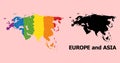 Rainbow Mosaic Map of Europe and Asia for LGBT