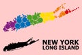 Rainbow Collage Map of Long Island for LGBT
