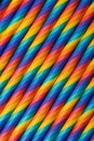 Rainbow vibrant multicolored striped paper straws