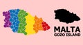 Rainbow Mosaic Map of Gozo Island for LGBT