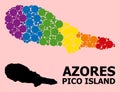 Rainbow Pattern Map of Pico Island for LGBT