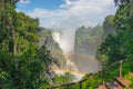 Rainbow at the Victoria Falls on Zambezi River, border of Zambia and Zimbabwe Royalty Free Stock Photo