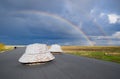 Rainbow, view from the roof of the building. Ventilation outlets