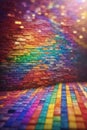 rainbow wall bricks background. ai generative