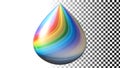 Rainbow water drop, colorful liquid and gradient effect png transparent image Generative AI Royalty Free Stock Photo