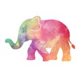 Rainbow Watercolor Elephant Illustration
