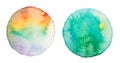 Rainbow watercolor round planet background