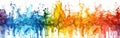 Rainbow Watercolor Splashes: Vibrant Abstract Painting on White - AI Generated Art Royalty Free Stock Photo