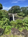 Rainbow waterfall in Hilo, Hawaii Royalty Free Stock Photo