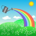 Rainbow from a watering can