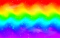 Rainbow wave background. Mermaid unicorn galaxy pattern with shiny dots particles