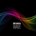 Rainbow waves on black background colorful light line bright abstract vector Royalty Free Stock Photo