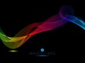 Rainbow waves on black background colorful light line bright Royalty Free Stock Photo