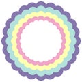 Rainbow wavy circle frame in pastel color template