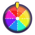 Rainbow wheel fortune icon, cartoon style