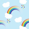 Rainbow, white clouds. A seamless pattern for your ideas. Royalty Free Stock Photo