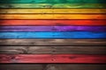 Rainbow wooden planks background generative AI