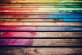Rainbow wooden planks. Generate Ai