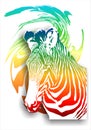Rainbow zebra on an abstract background. Royalty Free Stock Photo