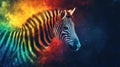 Rainbow Zebra Cosmic Background Art Print Royalty Free Stock Photo
