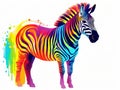 Rainbow zebra isolated on white