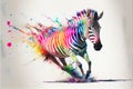 Rainbow Zebra running Royalty Free Stock Photo