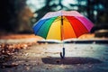 Rainbowcolored Umbrella Providing Shelter From The Storm. Generative AI Royalty Free Stock Photo