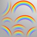 Rainbows in different shape realistic set. EPS 10