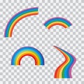 Rainbows in different shape realistic on transparent background isolated vector illustration Royalty Free Stock Photo