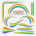 Rainbows different shape set. Real Rainbow transparency effect. Vector illustration Royalty Free Stock Photo