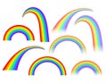 Rainbows in different shape on white background