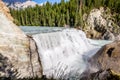 Rainbows through the mist at Wapta Falls Royalty Free Stock Photo